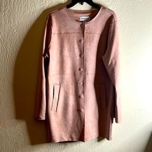 Pink suede like long blazer jacket ultra soft sz Med (8/10)